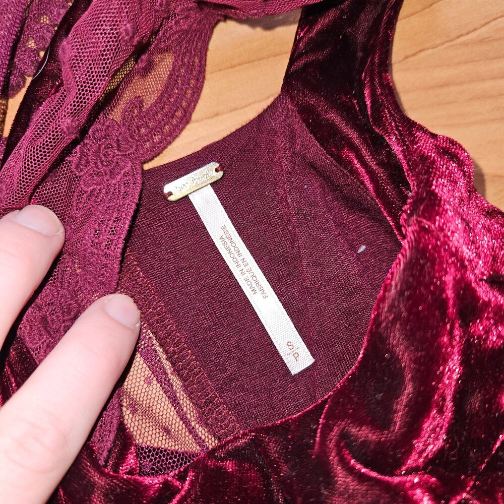 Free People Madeline Polka Dot Velvet Dress Whimsigoth Feminine Size Small - Picture 6 of 10